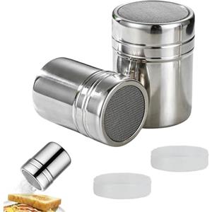 MniimaLuxe Spargitore per zucchero a velo, 2 pezzi con coperchio, spargicacao per cappuccino, spargitore per cannella, cacao, cappuccino, macina per zucchero a velo, spargitore per caffè, zucchero, sale, farina