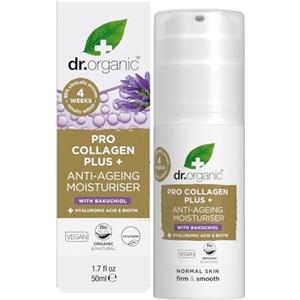 Dr.Organic Dr Organic Pro Collagen Plus con Bakuchiol, Acido Ialuronico, Biotina, Anti-Età, Antirughe, Naturale, Vegano, Senza Crudeltà, Senza Parabeni e SLS, Riciclato e Riciclabile, Biologico, 50ml