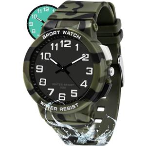 Juboos Orologio Analogico Quarzo Impermeabile per Bambini e Ragazzi 7-15 | Modello retroilluminato, bracciale in gomma morbido e leggero, ideale per sport all'aperto e giochi per bambini 7-15 anni