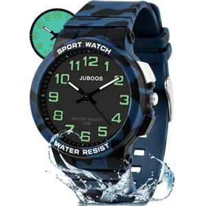 Juboos Orologio Analogico Quarzo Impermeabile per Bambini e Ragazzi 7-15 | Modello retroilluminato, bracciale in gomma morbido e leggero, ideale per sport all'aperto e giochi per bambini 7-15 anni