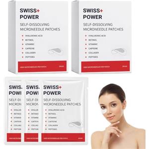 BASTOUR Swiss Power Patch Occhi Con Microaghi, Swiss Power Cerotti Occhi，2PC | Microneedling Anti-Wrinkle Hyaluronic Acid Patches, Cerotti Occhio Idratanti Anti-Rughe, Patch Contorno Occhi Antirughe