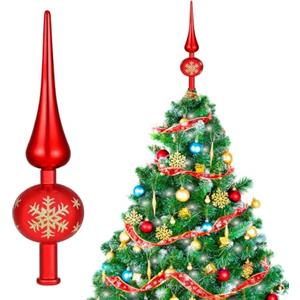 YUEXNKO Punta per Albero di Natale Opaco,Puntale Albero di Natale Vetro,Puntale per Albero di Natale 23 cm,PuntaleAlbero di Natale Cima,Punta Albero di Natales Vetro per Decorazione Albero diNatale
