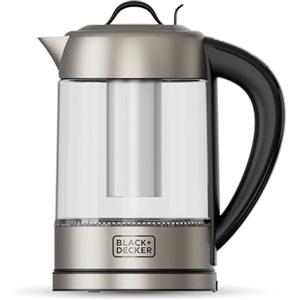 BLACK+DECKER - Bollitore Elettrico 2200W | Vetro 1,7 L | Bollitura Rapida | Selettore Digitale 60-100°C | LED | Filtro Acciaio Inox | Rotazione 360° | Coperchio Ermetico | Senza BPA