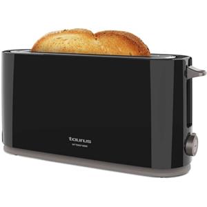 Taurus - Tostapane Mytoast Nero 1000W | 7 Livelli di Tostatura | Fessura Extra Lunga 26x3.8 | Autocentramento | Vassoio Raccoglibriciole | Elevazione Extra | Avvolgicavo | Piedini Antiscivolo