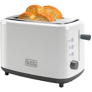 BLACK+DECKER BXTO820E - Tostapane 820W. 2 slot larghi. 7 livelli di tostatura. Sistema di autocentraggio. Funzioni: Annulla, Riscalda e Scongela. Vassoio raccoglibriciole. Piedini antiscivolo. Bianco