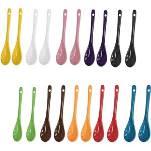 Ksnowqi 20 Pezzi Cucchiai per Uova in Porcellana, 12cm Cucchiaini da Caffè Particolari, Colori Cucchiai in Ceramica per Tè, Cucchiaio per Dessert, Caffè, Marmellata e Yogurt