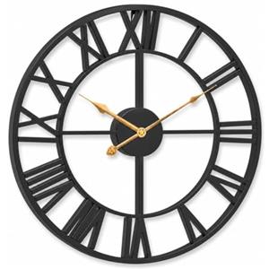 Pytha Sight Orologio da Parete Moderno 35 cm in Metallo Nero, Silenzioso | Orologio da Parete Grande Vintage con Numeri Romani, Design Industriale, per Soggiorno, Cucina, Ufficio e Sala da Pranzo