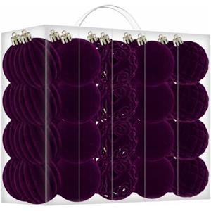 Bskzythral 40 Pezzi Palline Velluto Viola Decorazioni Albero di Natale, Addobbi Albero di Natale Viola Scuro