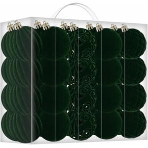 Bskzythral 40 Pezzi Palline di Natale Verdi Palline Velluto Decorazioni Albero di Natale, Addobbi Albero di Natale Verde Scuro