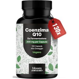 Bloom Naturals Beauty Supplements Coenzima Q10 Integratore - 130 Capsule - 200 mg per capsula - CoQ10 | Q10 Coenzima da Fermentazione - vegano, prodotto in Germania, Integratore Alimentare - CoQ10, Testato in Laboratorio