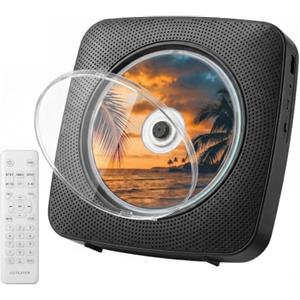 Gueray Lettore CD Portatile Bluetooth con 1800mAh Lettores CDs Desktop Ricaricabile per la Casa con Doppi Altoparlanti Telecomando FM Radio Timer USB AUX Porta Auricolare-Nero