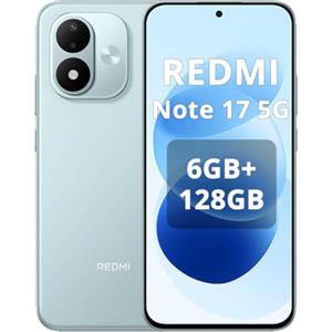 XIAOMI Redmi Note 17 5G-Smartphone 6+128GB,6,99" FHD+ AMOLED 120Hz,Batteria 7700mAh Ricarica 45W,Fotocamera 50MP,Snapdragon 4 Gen 4,IP65,HyperOS con AI,Blu,Caricabatterie non incluso.