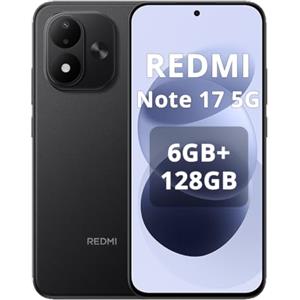 XIAOMI Redmi Note 17 5G-Smartphone 6+128GB,6,99" FHD+ AMOLED 120Hz,Batteria 7700mAh Ricarica 45W,Fotocamera 50MP, Snapdragon 4 Gen 4,IP65, HyperOS con AI,Nero,Caricabatterie non incluso