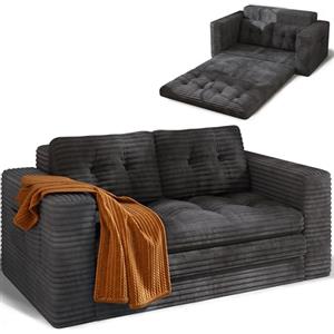 Xbro Divano Letto 2 Posti Salvaspazio, Divano Letto Pieghevole Compatto per Ospiti, in Velluto a Coste Morbido, Ideale per Piccoli Spazi Soggiorno e Monolocale, 150 x 86 x 75 cm, Grigio Scuro