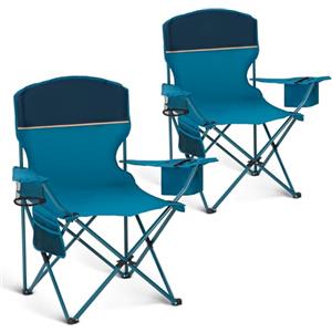 HIGH POINT SPORTS Sedia da Campeggio Pieghevole, Set da 2 Pezzi, fino a 102 kg, Sedie Pieghevoli da Esterno, Sedie da Campeggio,Sedie da pesca con Braccioli (Blu)