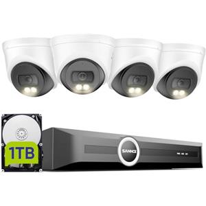 SANNCE 2K PoE Kit Videosorveglianza Esterno, 4×3MP Telecamera da Esterno | 6MP 8CH NVR 1TB HDD, Videocamera Sorveglianza con Visione Notturna Colori, Riconoscimento Persone/Veicolo, Audio, IP67
