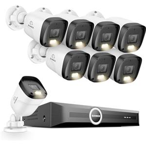 SANNCE 2K Kit Videosorveglianza Esterno PoE, 6MP NVR 8 Canal Senza HDD | 8 Telecamere PoE IP 3MP, Videocamera Sorveglianza con Visione Notturna a Colori, Riconoscimento Umana/Veicolo, Audio, IP67
