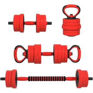 SPORTNOW 20/30/40kg Set Pesi da Palestra 4 in 1 Totali 2 Manubri Bilanciere | Plastica e Sabbia, Regolabili, Utilizzabile Come Kettlebell, 2 Manubri, Bilanciere, Supporto per Flessioni, Casa