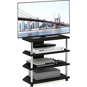 Furinno Econ supporto TV Petite a 4 livelli di facile montaggio, Americano/Acciaio Inossidabile