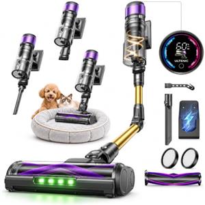 Ultenic Aspirapolvere Senza Fili 55kPa/60Min con Tubo Pieghevole | Scopa Elettrica Senza Fili Potente con Spazzola Antigroviglio, Luce LED Verde, Design Autoportante e Filtro HEPA Lavabile