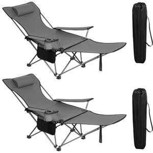 WOLTU Set di 2 Sedie da Campeggio Sedie Pieghevoli Portatile Leggero, Sedia Pieghevole per esterni per Giardino, Pesca, Picnic, Grigio