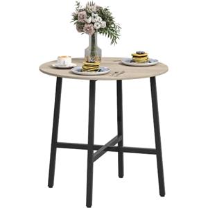 HOMCOM Tavolo da Pranzo Rotondo per 2 Persone Ø80x75 cm Nero e Color Legno | Stile Industriale, Base Incrociata, Tavolo Cucina, Legno e Acciaio