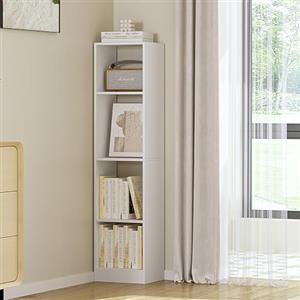 Hzuaneri Libreria a 4 Ripiani, 24 x 30 x 124 cm, Bianco | Scaffale Libreria, Per Soggiorno Studio Ufficio Camera da Letto, BC09403X