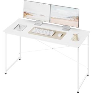 WOLTU Scrivania per Computer, Tavolo da Lavoro, Bianca | 140x60 cm, con Struttura in Metallo, per Ufficio Studio Camera da Letto, in Materiale a Base di Legno, Rovere Chiaro
