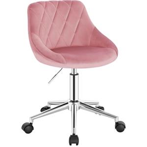 EUGAD Sedia da Scrivania, Sedia da Studio in Casa, Velluto, Rosa | Sgabello Regolabile Senza Braccioli, per Camera da Letto Studio Soggiorno, Camera da Letto
