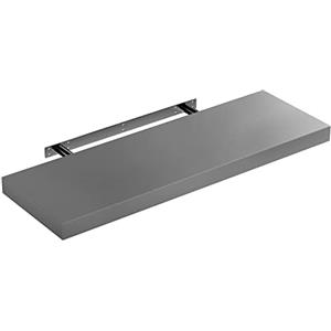 CASARIA Mensola da Parete Legno 70cm Supporto 50-110cm Pensile Bagno 15kg Cucina Libreria Grigio
