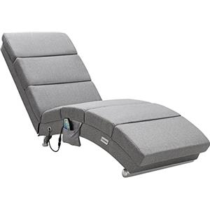 CASARIA® Poltrona Chaise Longue Funzione Massaggiante e Termica 186x89x55cm Lettino Relax Sdraio Ergonomico in Tessuto Imbottito Portata 180 kg Soggiorno Ufficio Interno Reclinabile Lettura