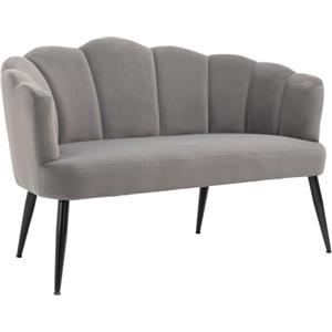 HOMCOM Divano 2 Posti in Velluto Divano a Conchiglia 132x66x80cm Grigio | Divanetto da Salotto, Gambe in Metallo, Stile Moderno, Elegante, da Soggiorno