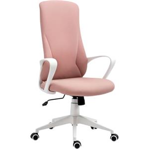 Vinsetto Sedia da Ufficio con Supporto Lombare, Schienale Alto, Rosa | Sedia da Scrivania Ergonomica, Braccioli, Poltrona Studio Girevole in Tessuto, Funzione Dondolo, Altezza Regolabile