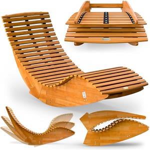 Casaria Sdraio a Dondolo Java Pieghevole | 154x60x78cm, Portata max. 160kg, Legno Acacia, Certificato FSCÂ®, Lettino Sauna, Piscina, Lettino Prendisole, Chaise Longue