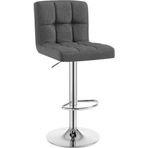 WOLTU Sgabello bar, con Schienale, Regolabile, Lino, Grigio Scuro | Sedia Alta Cucina, con Poggiapiedi, Moderni Design Sgabello, Altezza Regolabile, Girevole, per penisola cucina Bancone