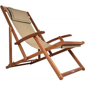 CASARIA® Sedia a Sdraio in Legno Acacia Pieghevole Beige | Regolabili in 3 livelli, Poggiatesta, Traspirante, Poltrona Relax, Sedie Esterno, Giardino