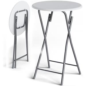 CASARIA Tavolo Pieghevole da Bar Ø 60 cm Metallo & Legno | Altezza 110 cm, MDF, Effetto Legno, Bistrot, Feste Giardino, Tavolino Esterno, Salvaspazio, Sistema Bloccaggio, Piedini Gomma