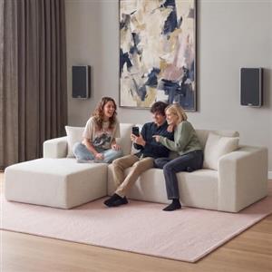 tectake® Divano Angolare in Tessuto Bouclé, Forma a L, 250 cm, Boneless | Schiuma ad Alta Densità, Senza Montaggio, Fodere Lavabili, Tessuto Antiscivolo, Cuscini Decorativi, Bouclé Crema