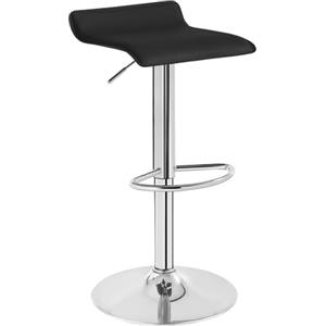 WOLTU Sgabello Cucina, Regolabile in Altezza, PVC, Nero+Argento | Sgabello da Bar Colazione, con Poggiapiedi, Regolabile in Altezza, Sgabelli Girevole, per Cucina Caffè Banco, in Metallo