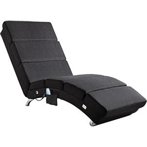 CASARIA Poltrona Chaise Longue Massaggiante e Termica 186x89x55cm | Lettino Relax Lettura, Sdraio Ergonomica in Tessuto Imbottito, Reclinabile, Ufficio, Casa, Portata 180 kg, Massaggio, Calore