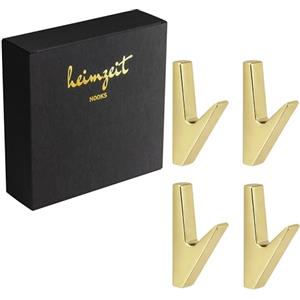 heimzeit Volt Ganci Appendiabiti da Avvitare 4 Pezzi in Oro | Appendiabiti da Parete per Guardaroba, Giacca, Asciugamano, Zaino e Vestiti, Design Moderno, Ganci in Metallo da Forare