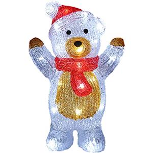 Deuba Figura Acrilica a LED Orsetto Polare Teddy Interno Esterno 30x19x11,5 cm Decorazione di Natale Addobbo Feste Natalizie