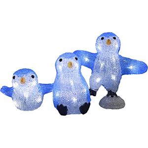 Deuba LED Figura Acrilica 3x Pinguini Outdoor Indoor Addobbo Natale Decorazione Festa Natalizia 30 Luci Illuminazione