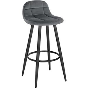 WOLTU Sgabello da Bar Moderni, con Schienale, in Velluto, Grigio Scuro | Sedie Alte da Cucina, con Poggiapiedi, Seduta Imbottita, Altezza Seduta 70cm, per Bar Cucina, Metallo