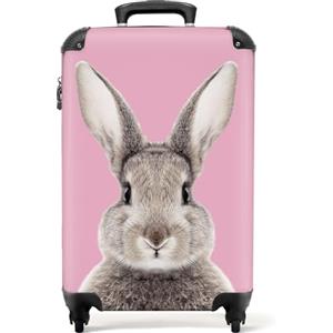 NoBoringSuitcases.com NoBoringSuitcases© Valigia Bambini, Trolley Bambina, | 55x40x20 cm -, Rosa, Ragazza, Bagaglio a Mano (Coniglio)
