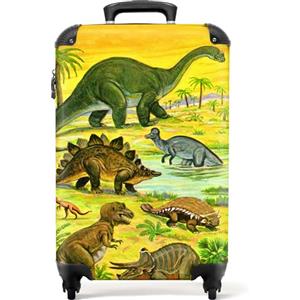 NoBoringSuitcases.com NoBoringSuitcases© Valigia Bambini, Trolley Bambino, | 55x40x20 cm - da Viaggio, Bimbo, Bagaglio a Mano (Dinosauri - Giallo)