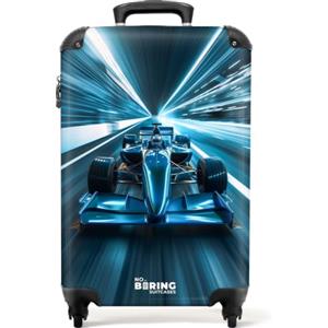 NoBoringSuitcases.com NoBoringSuitcases© Valigia Bambini, Trolley Bambino, | 55x40x20 cm - Ragazza, Bagaglio a Mano (Auto da corsa - Ciano-Blu)