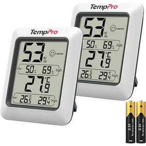 TempPro TP50 2 Pezzi Igrometro Digitale Termometro Interno | Registra temperature massime e minime, indicatore di umidità e comfort climatico per casa/ufficio, Precedentemente ThermoPro