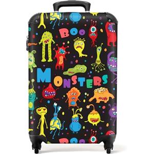 NoBoringSuitcases.com NoBoringSuitcases© Valigia Bambini, Trolley Bambino, | 55x40x20 cm - da Viaggio, Bimbo, Bagaglio a Mano (Mostri - Nero)