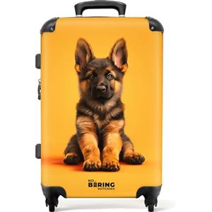 NoBoringSuitcases.com NoBoringSuitcases© Valigia Bambini, Grande, Trolley | 72 L - Per, Serratura TSA, Media, 23 kg (67 cm) (Pastore tedesco - Arancione)